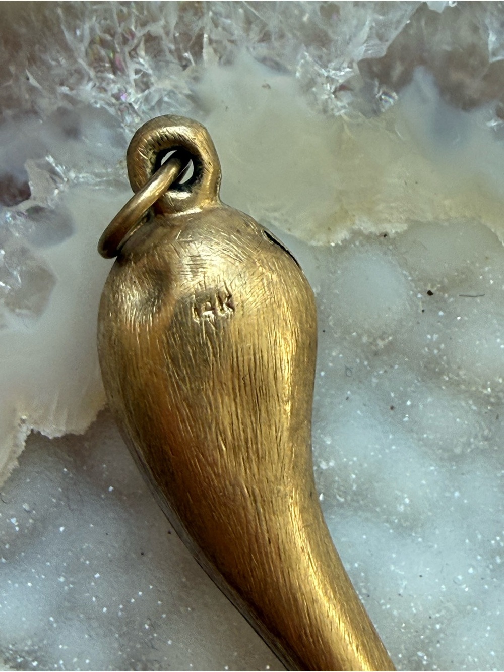 Scrap 14k gold textured horn pendant - Picture 2 of 5